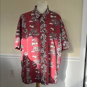Old Navy Red and White Floral Casual Shirt